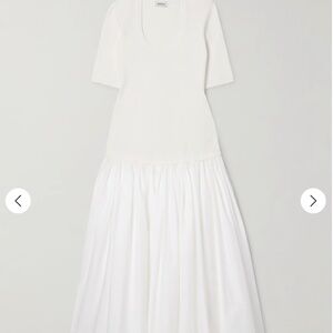 SIMKHAI Patton paneled pleated cotton-blend poplin midi dress